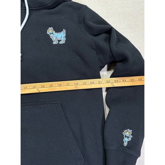 GOAT USA Men's Large Black Hoodie Patches Embroidered Drawstring - Picture 3 of 7